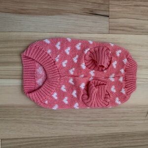 Pink and white heart knitted dog sweater #dogfashion